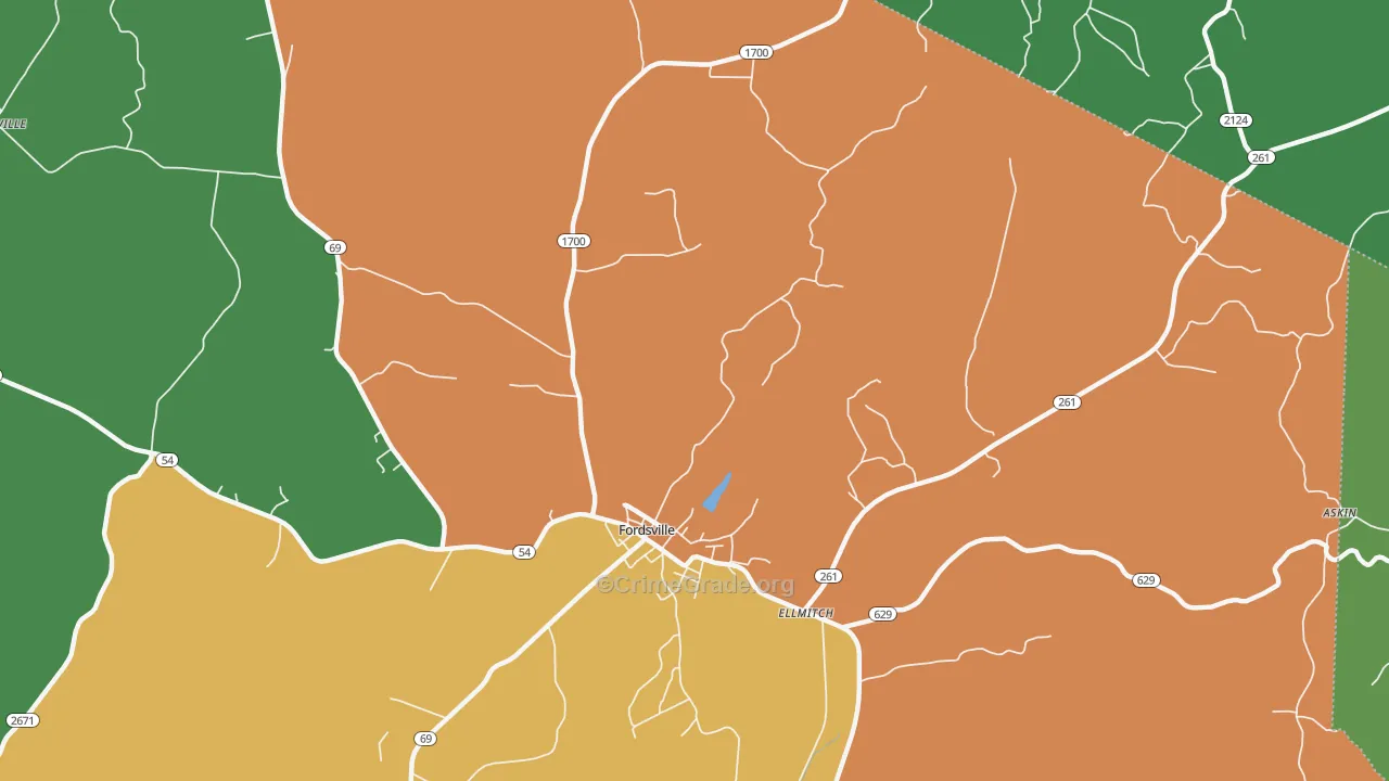 Shreve, KY Map of Vandalism Rates