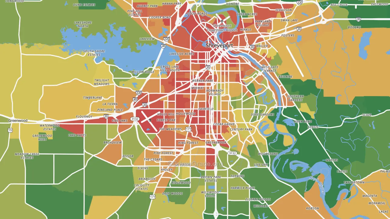 Shreveport, LA Map of Vandalism Rates