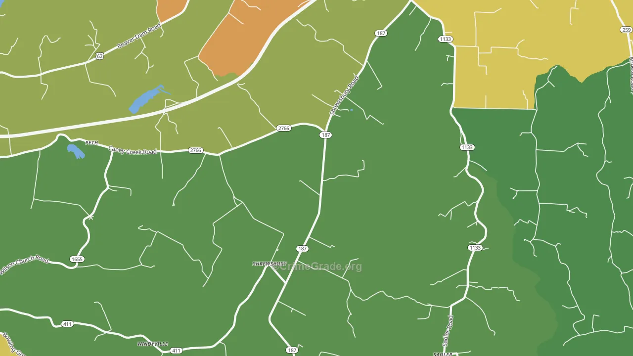 Shrewsbury, KY Map of Vandalism Rates