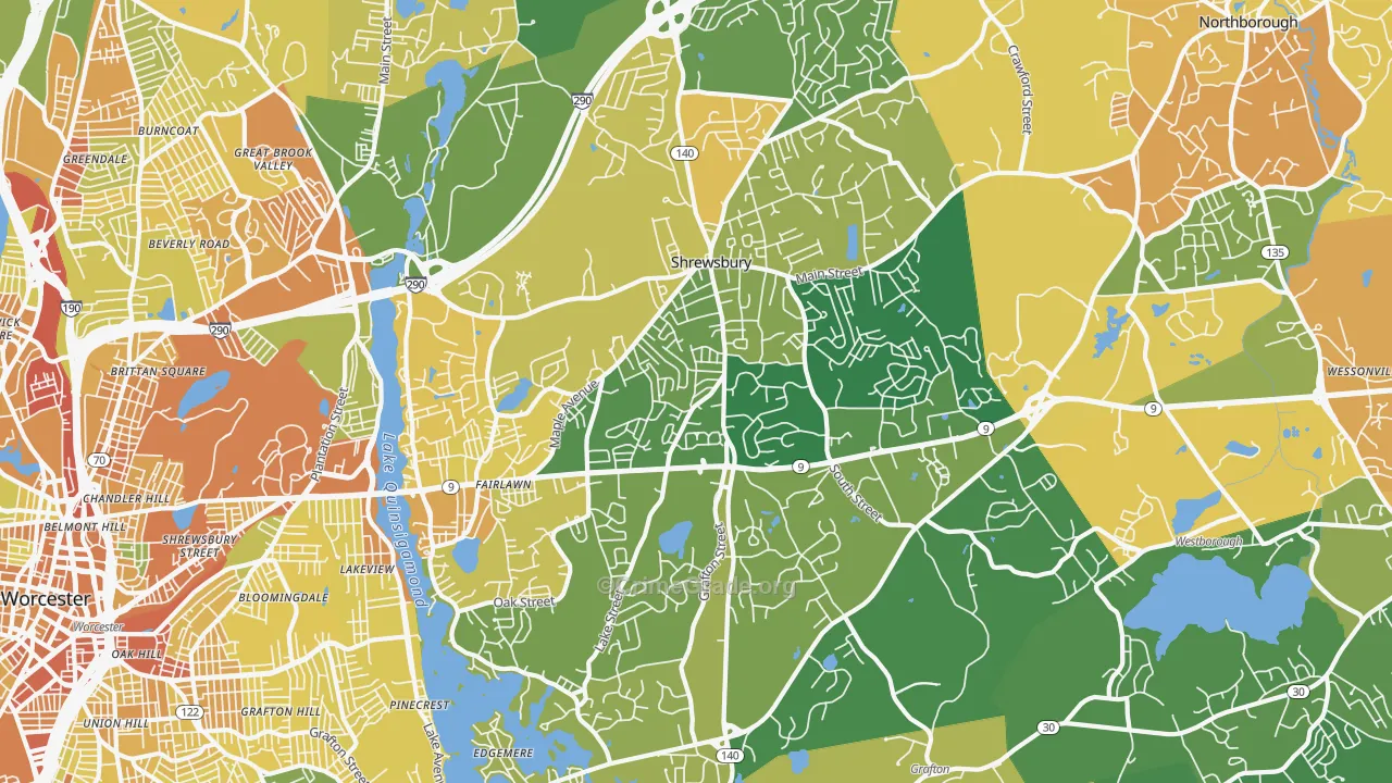 Shrewsbury, MA Map of Vandalism Rates