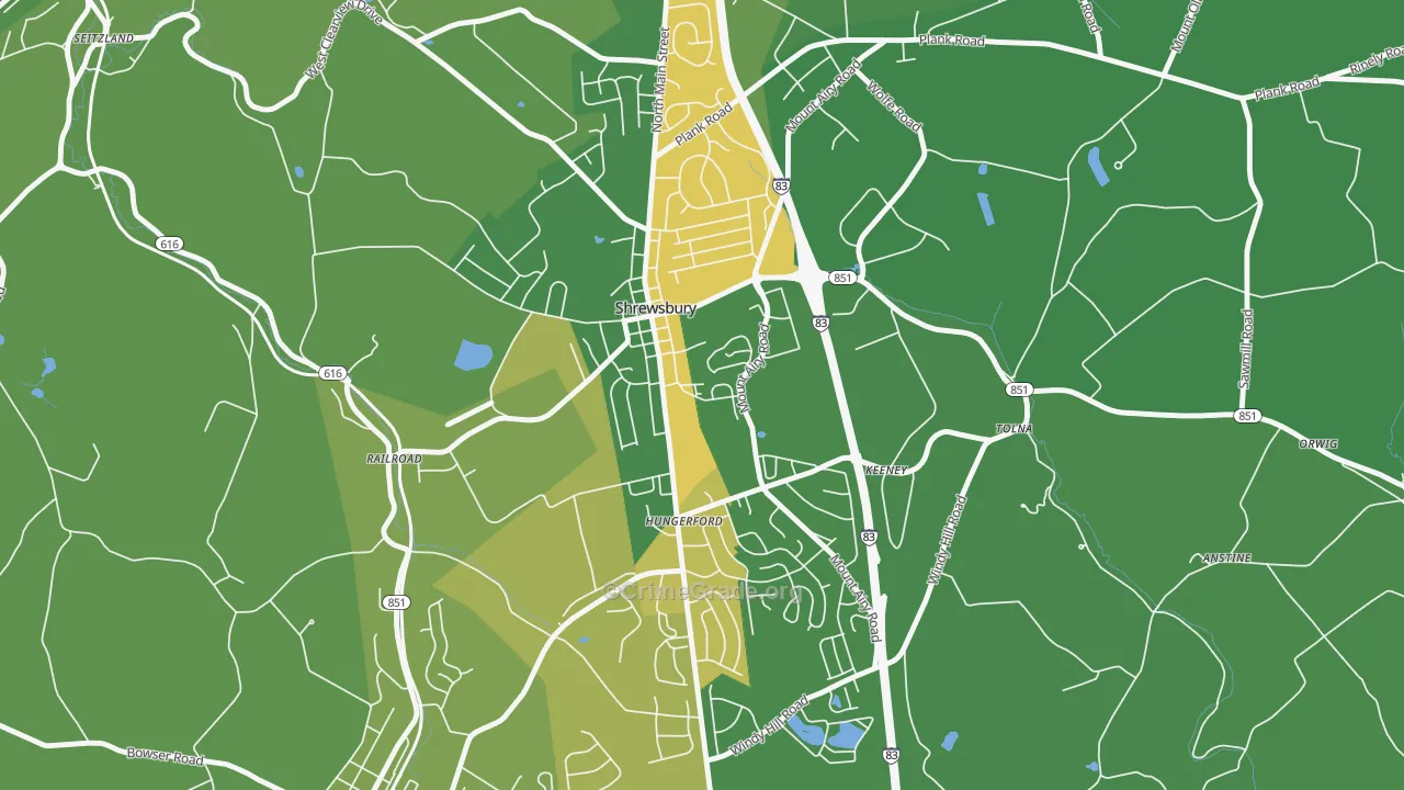 Shrewsbury, PA Map of Vandalism Rates