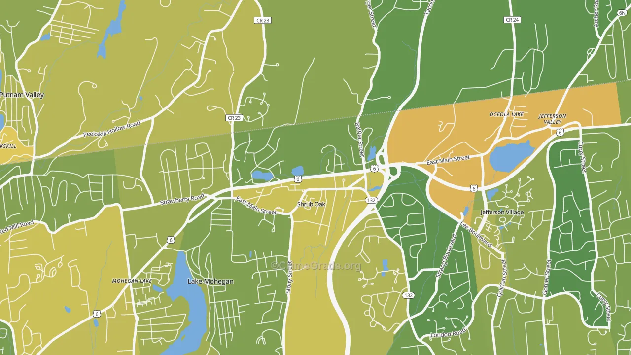 Shrub Oak, NY Map of Vandalism Rates