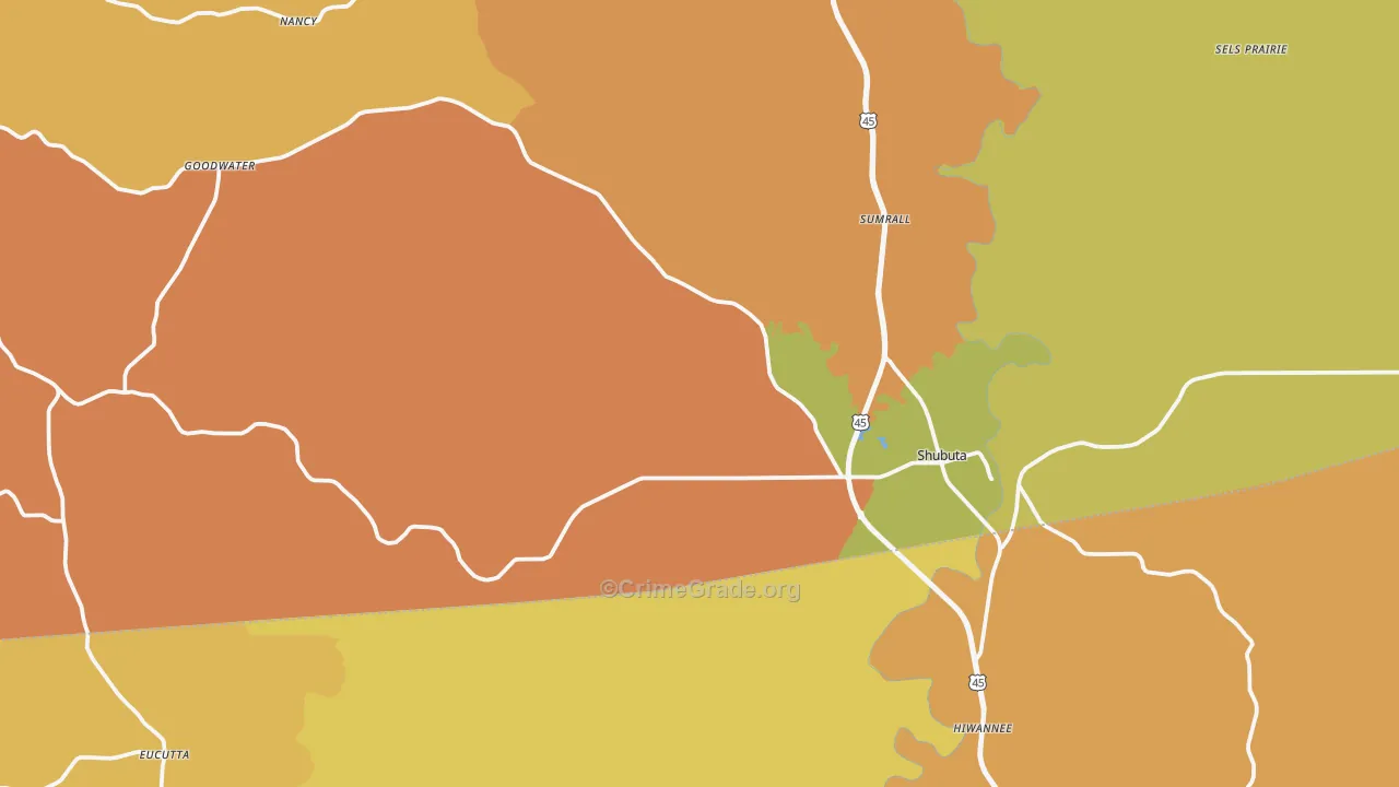 Shubuta, MS Map of Vandalism Rates
