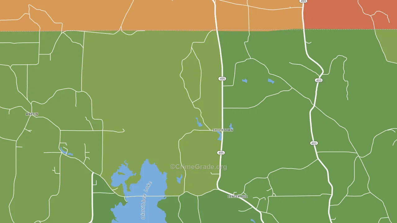 Shucktown, MS Map of Vandalism Rates