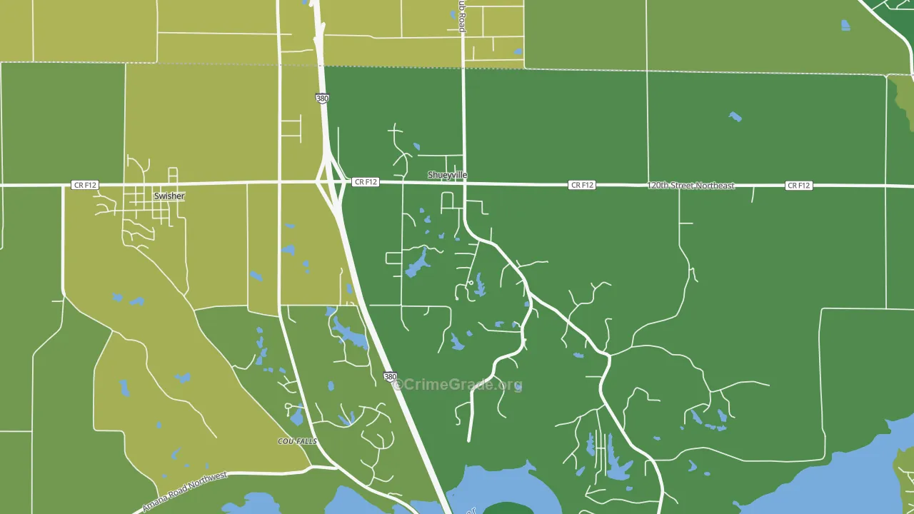Shueyville, IA Map of Vandalism Rates