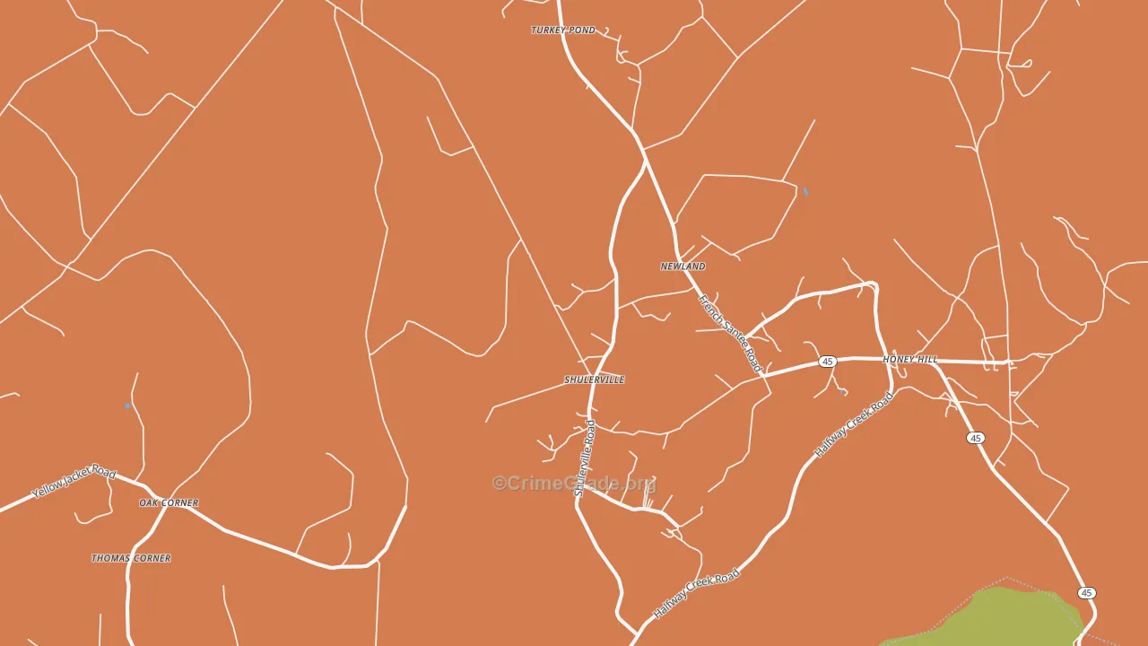 Shulerville, SC Map of Vandalism Rates