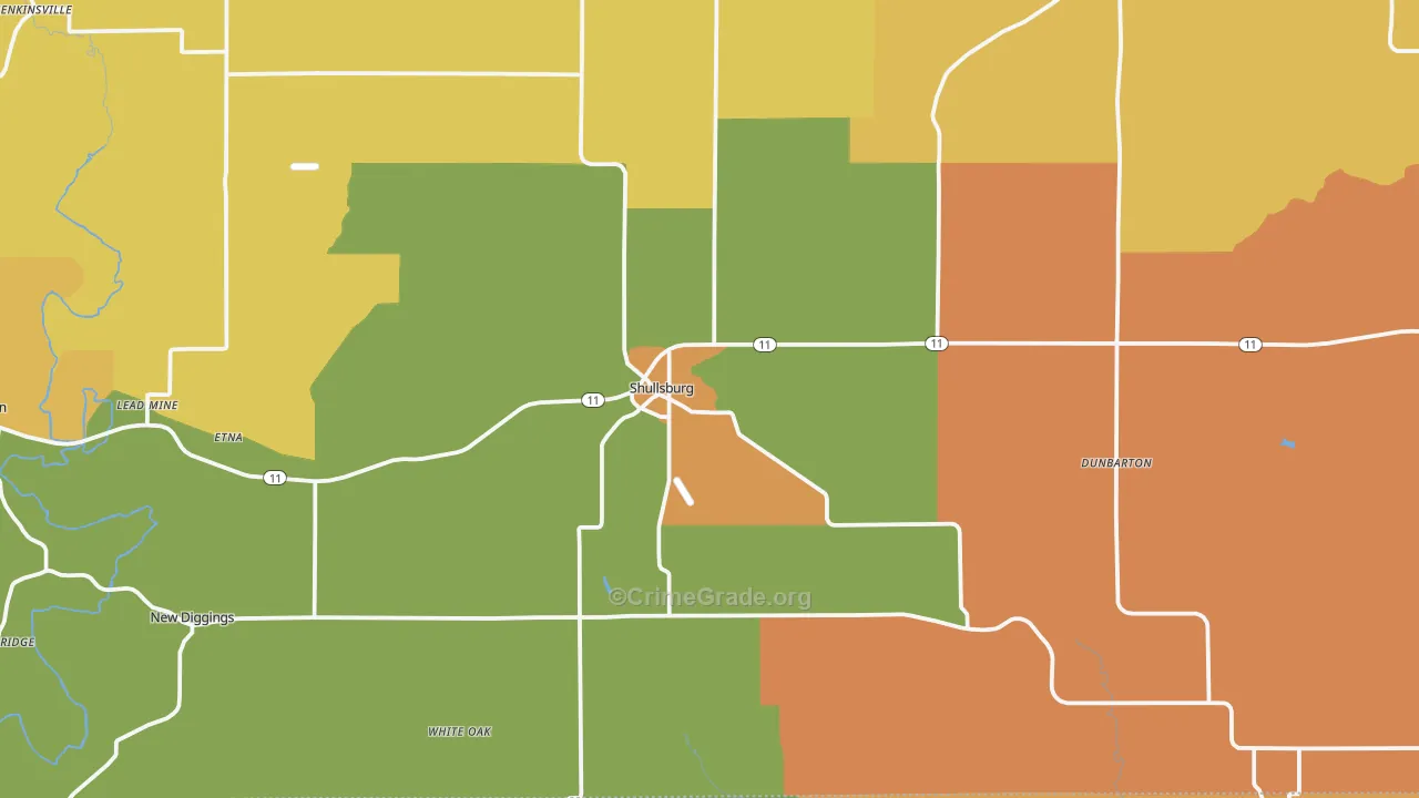 Shullsburg, WI Map of Vandalism Rates