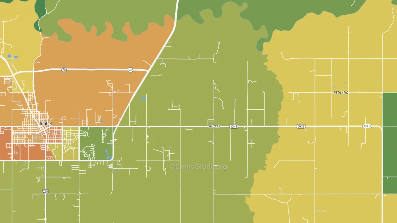 Shults, OK Map of Vandalism Rates
