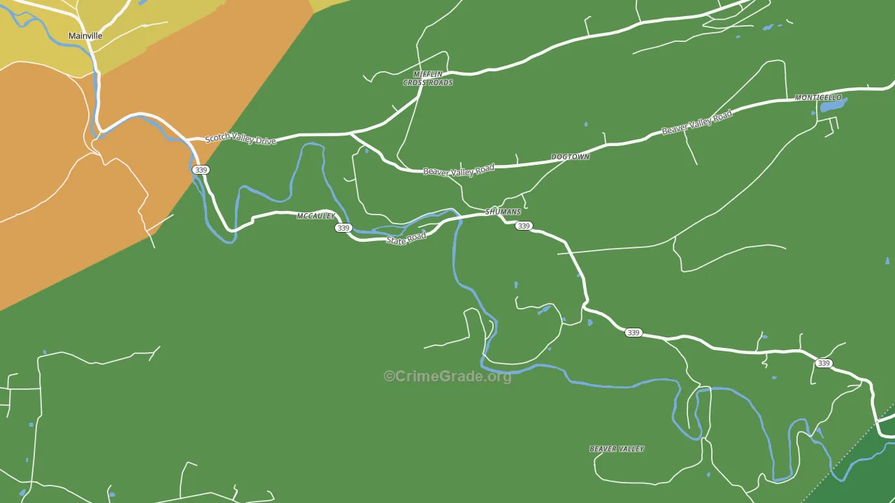 Shumans, PA Map of Vandalism Rates
