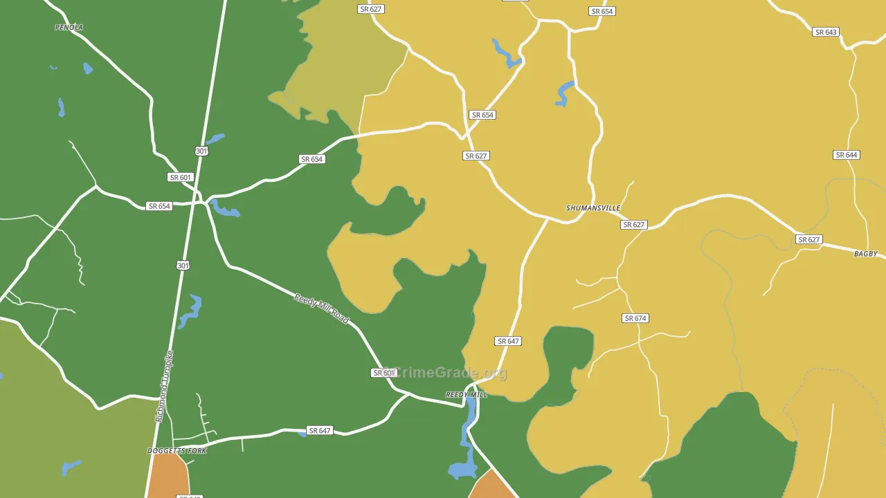 Shumansville, VA Map of Vandalism Rates