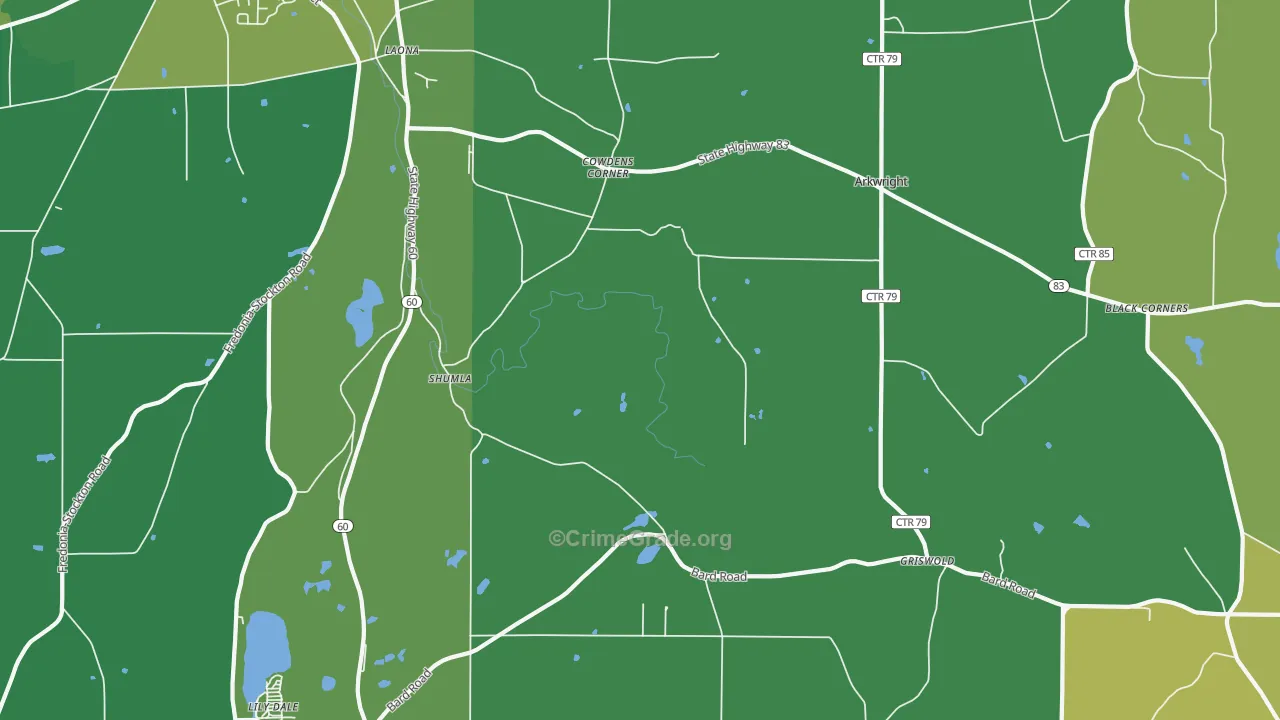 Shumla, NY Map of Vandalism Rates