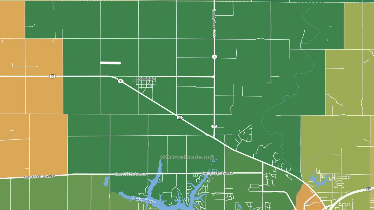 Shumway, IL Map of Vandalism Rates