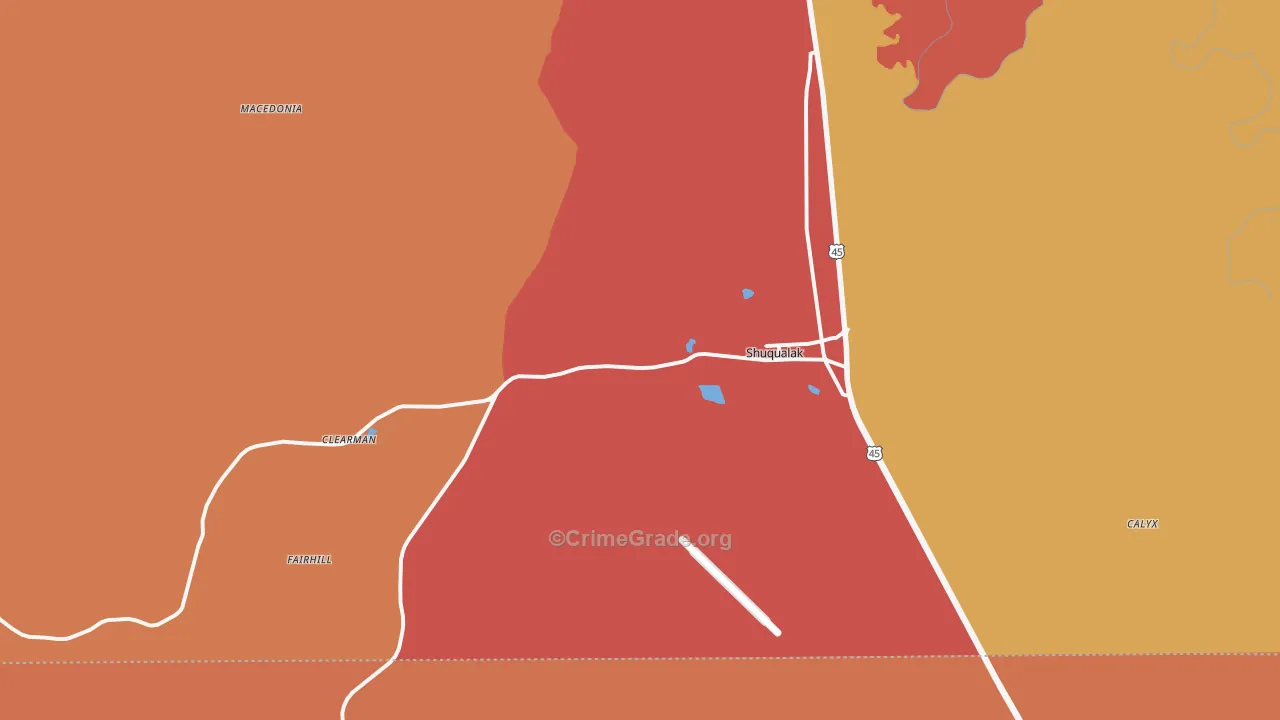 Shuqualak, MS Map of Vandalism Rates