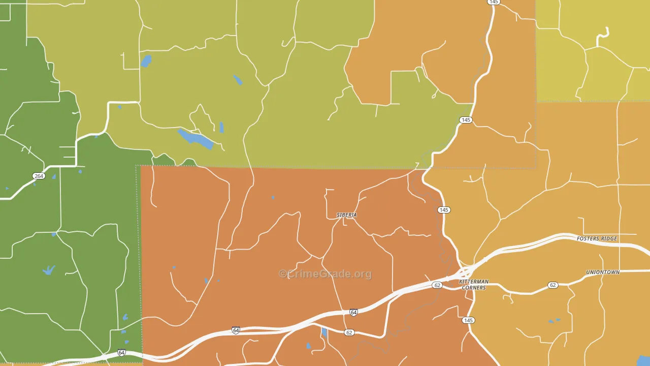 Siberia, IN Map of Vandalism Rates