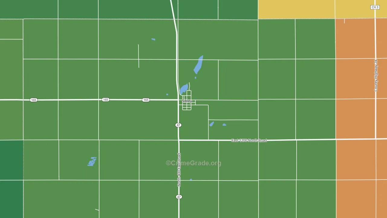 Sibley, IL Map of Vandalism Rates