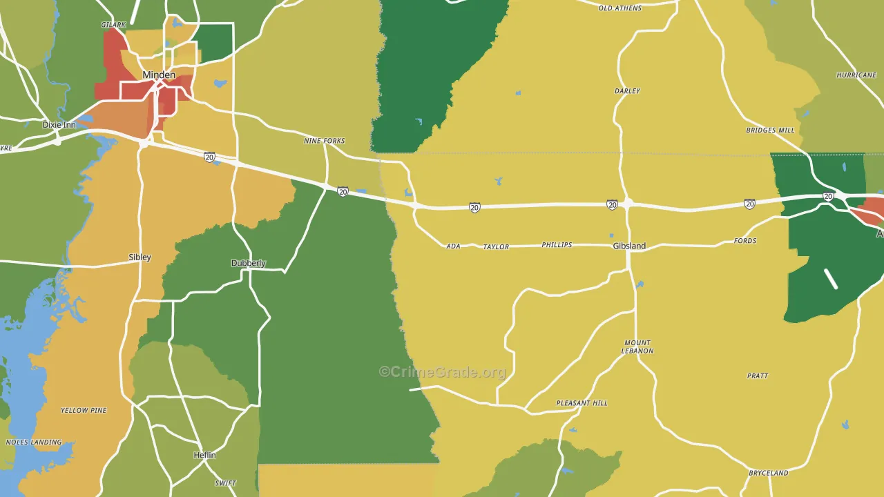 Sibley, LA Map of Vandalism Rates
