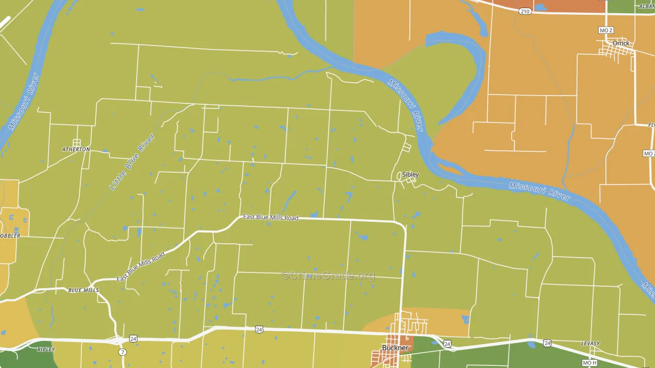 Sibley, MO Map of Vandalism Rates