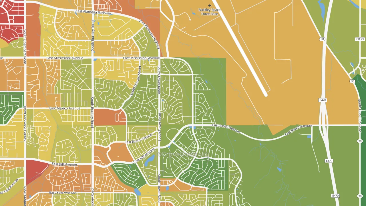Side Creek, Aurora, CO Map of Vandalism Rates