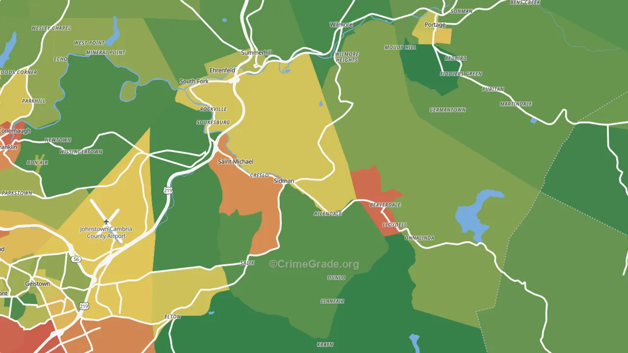 Sidman, PA Map of Vandalism Rates