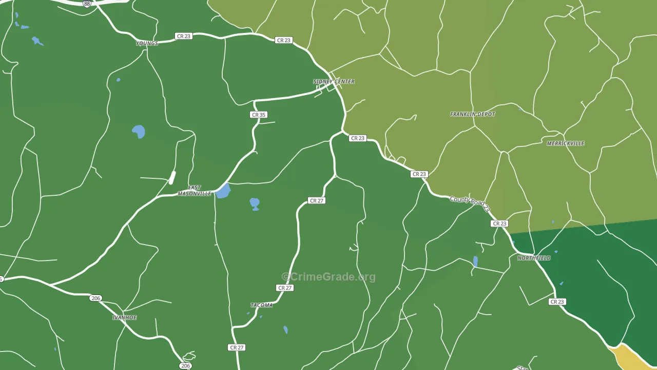 Sidney Center, NY Map of Vandalism Rates