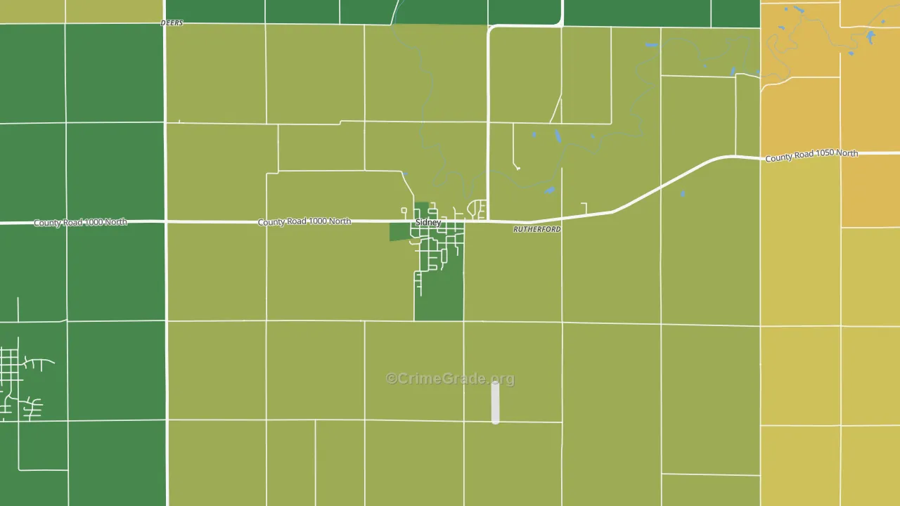 Sidney, IL Map of Vandalism Rates