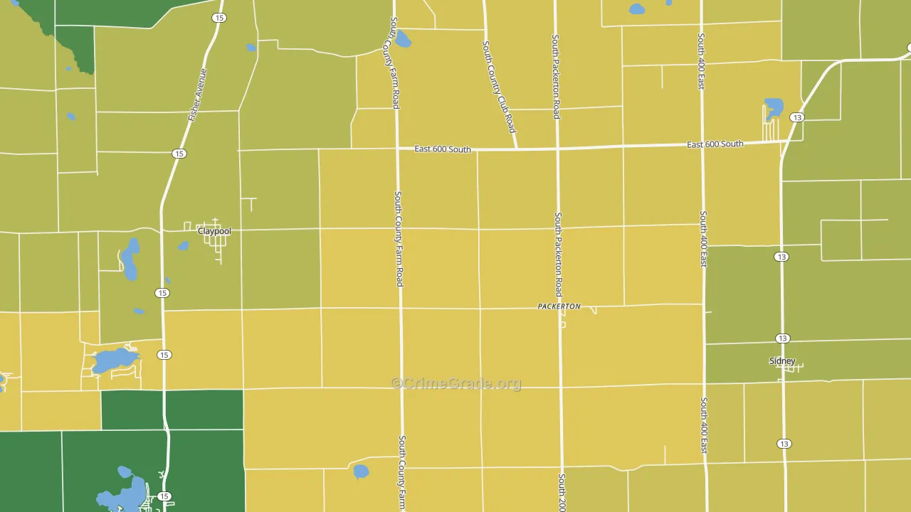 Sidney, IN Map of Vandalism Rates