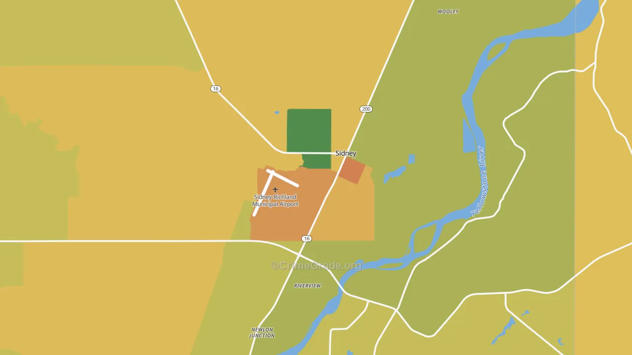 Sidney, MT Map of Vandalism Rates
