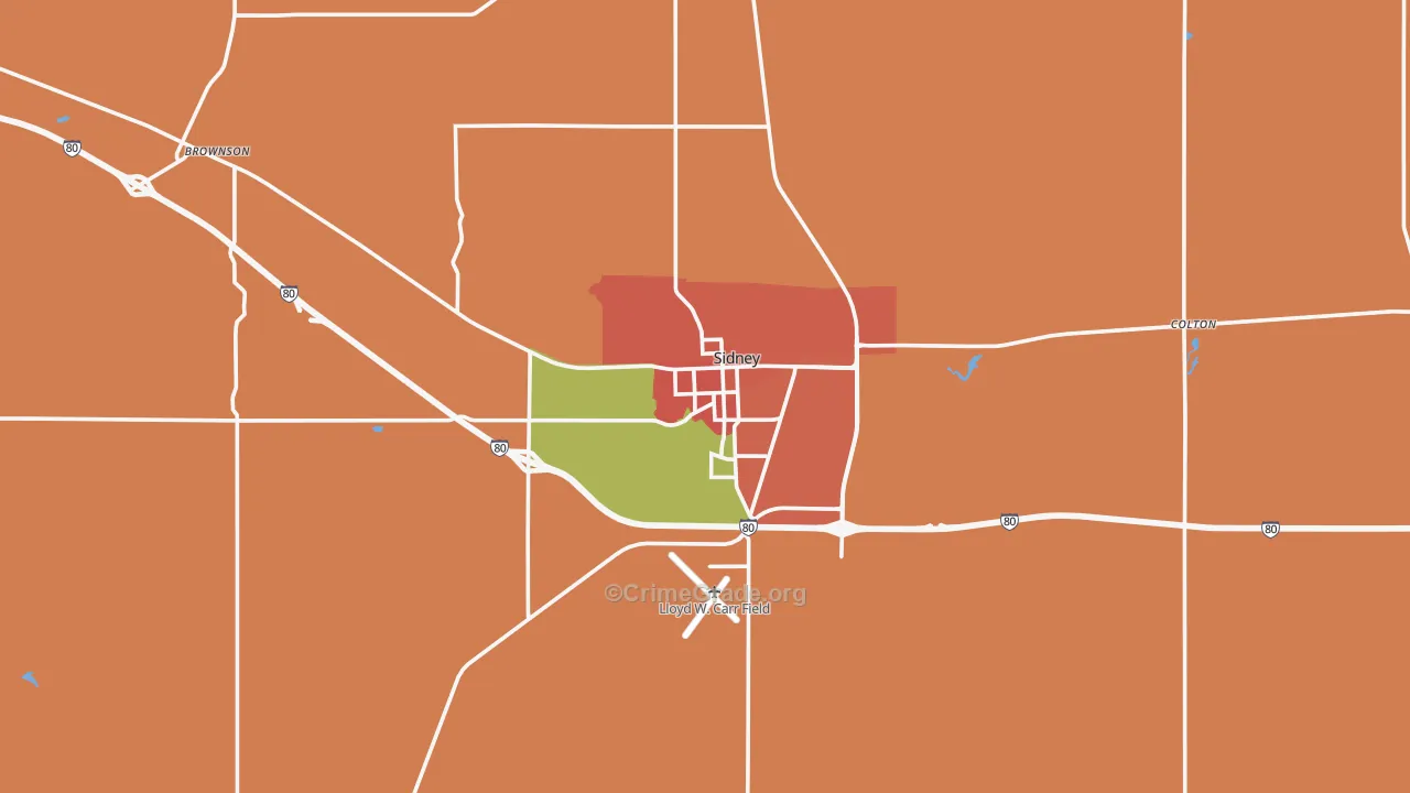 Sidney, NE Map of Vandalism Rates