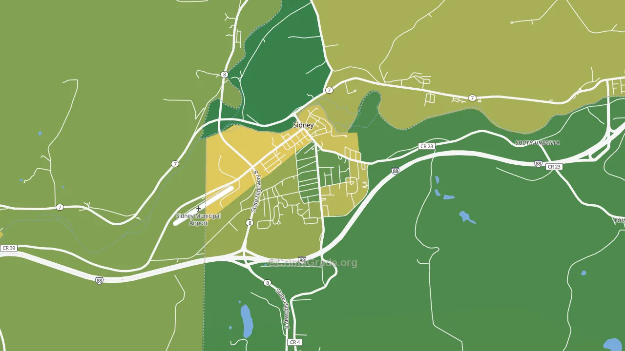 Sidney, NY Map of Vandalism Rates