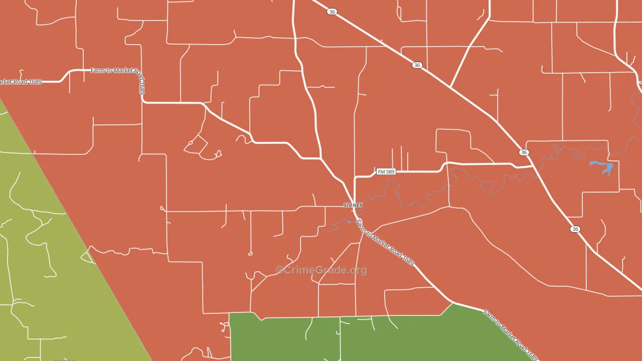 Sidney, TX Map of Vandalism Rates