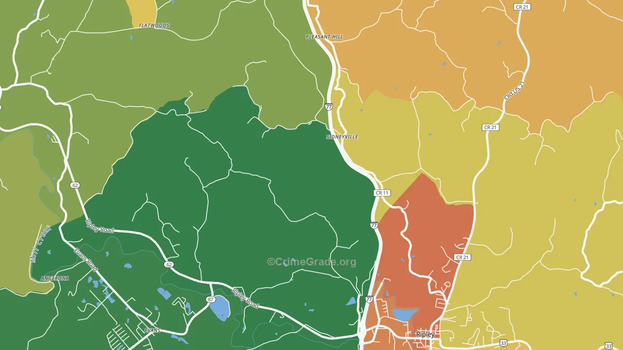 Sidneyville, WV Map of Vandalism Rates