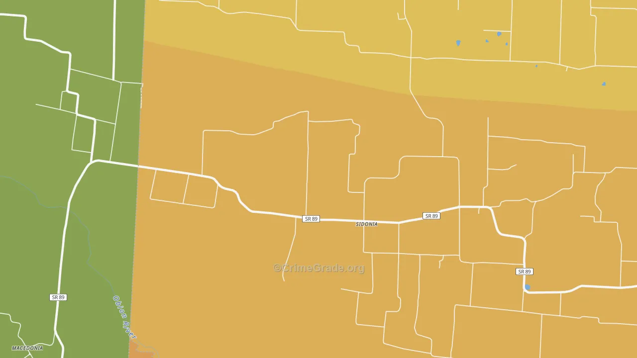 Sidonia, TN Map of Vandalism Rates