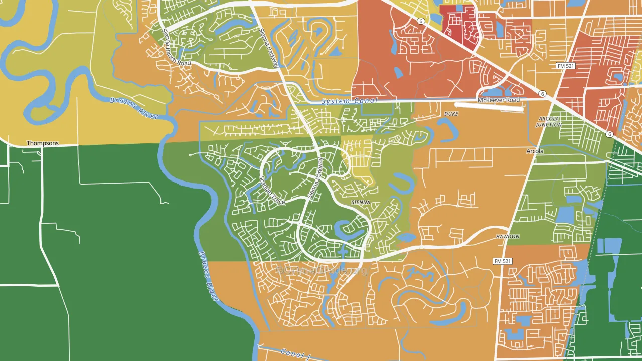 Sienna Plantation, TX Map of Vandalism Rates
