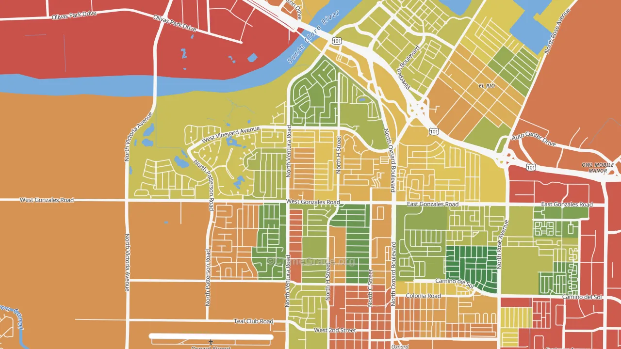 Sierra Linda, Oxnard, CA Map of Vandalism Rates