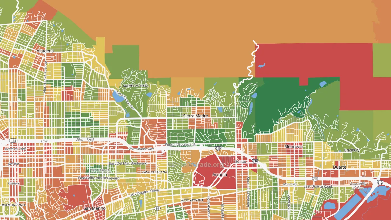 Sierra Madre, CA Map of Vandalism Rates