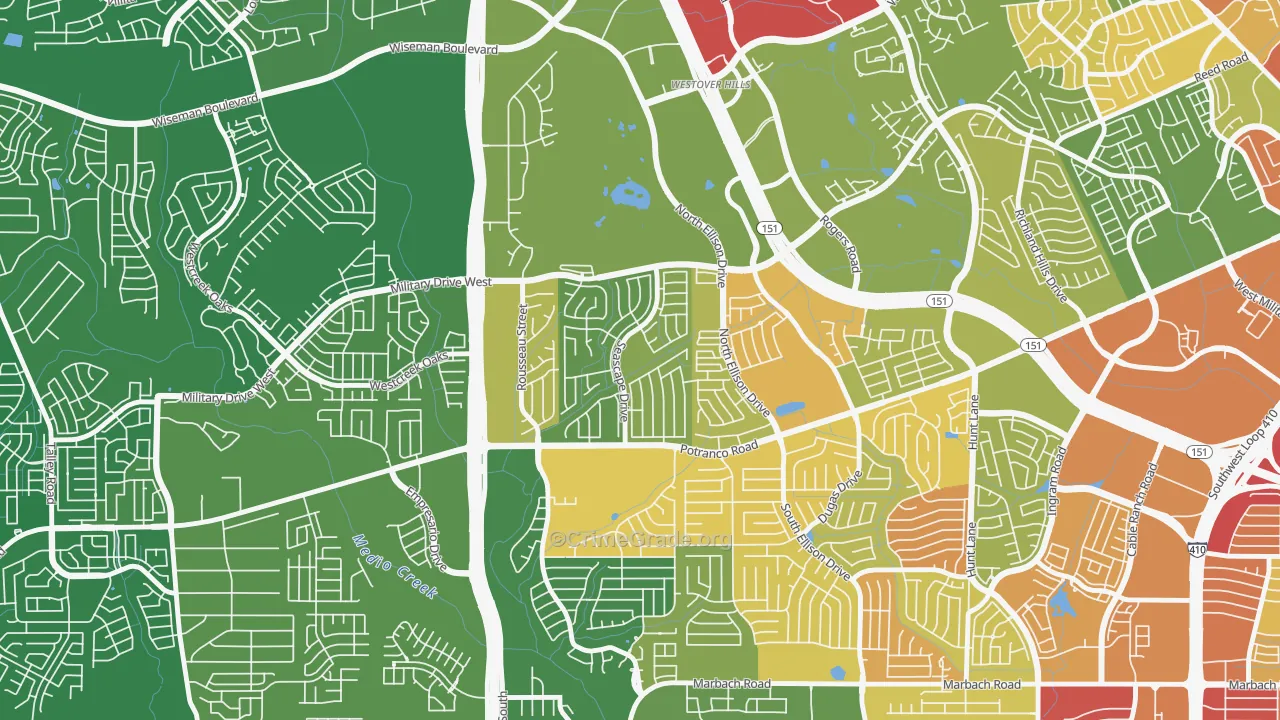Sierra Springs, San Antonio, TX Map of Vandalism Rates