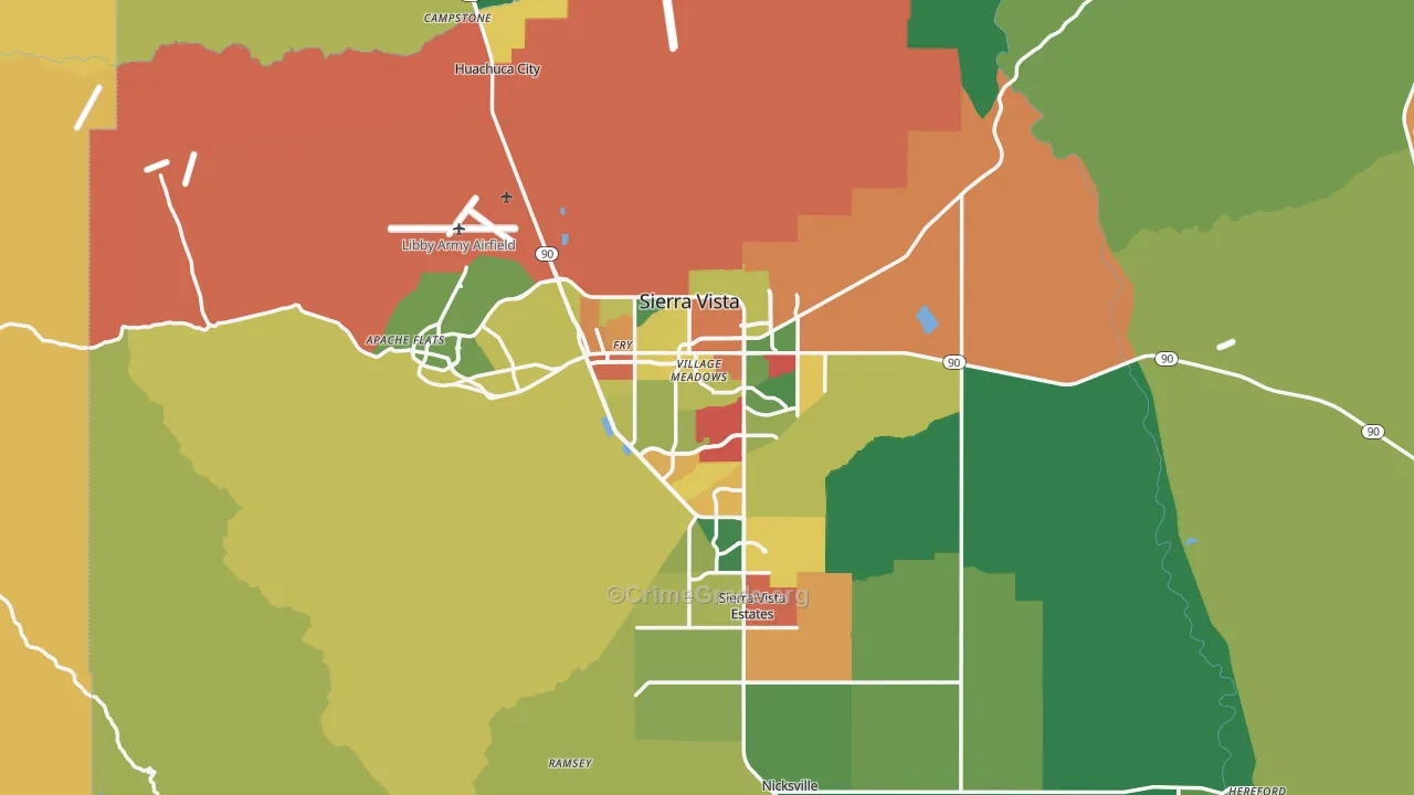 Sierra Vista, AZ Map of Vandalism Rates