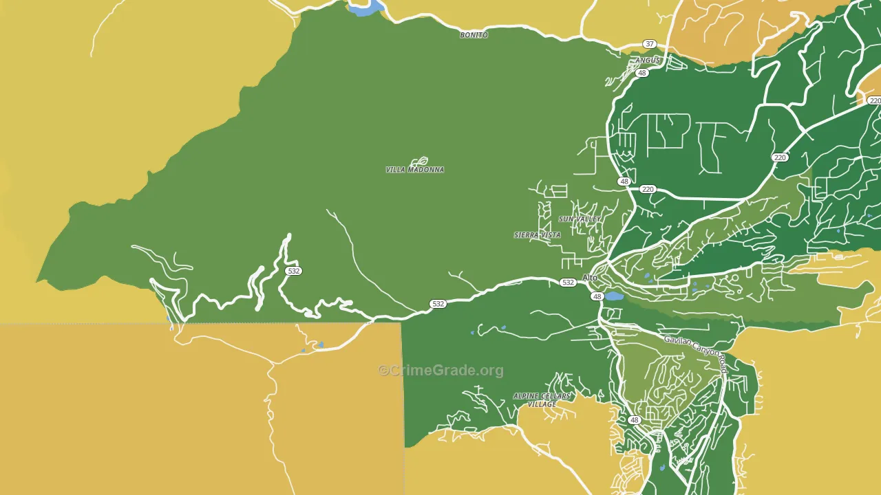 Sierra Vista, NM Map of Vandalism Rates