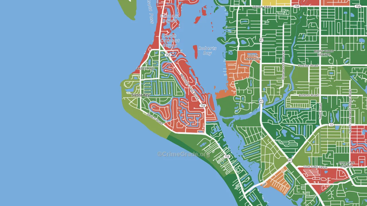 Siesta Key, FL Map of Vandalism Rates