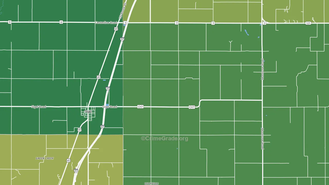 Sigel, IL Map of Vandalism Rates