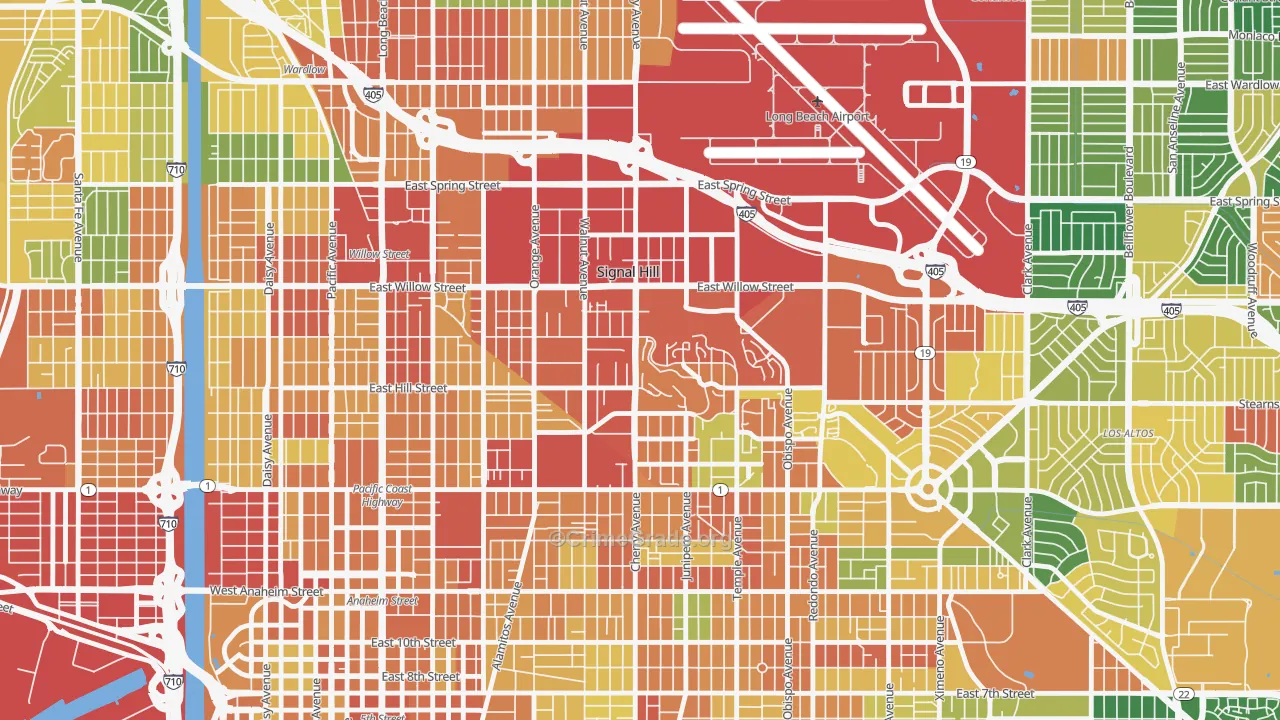 Signal Hill, CA Map of Vandalism Rates
