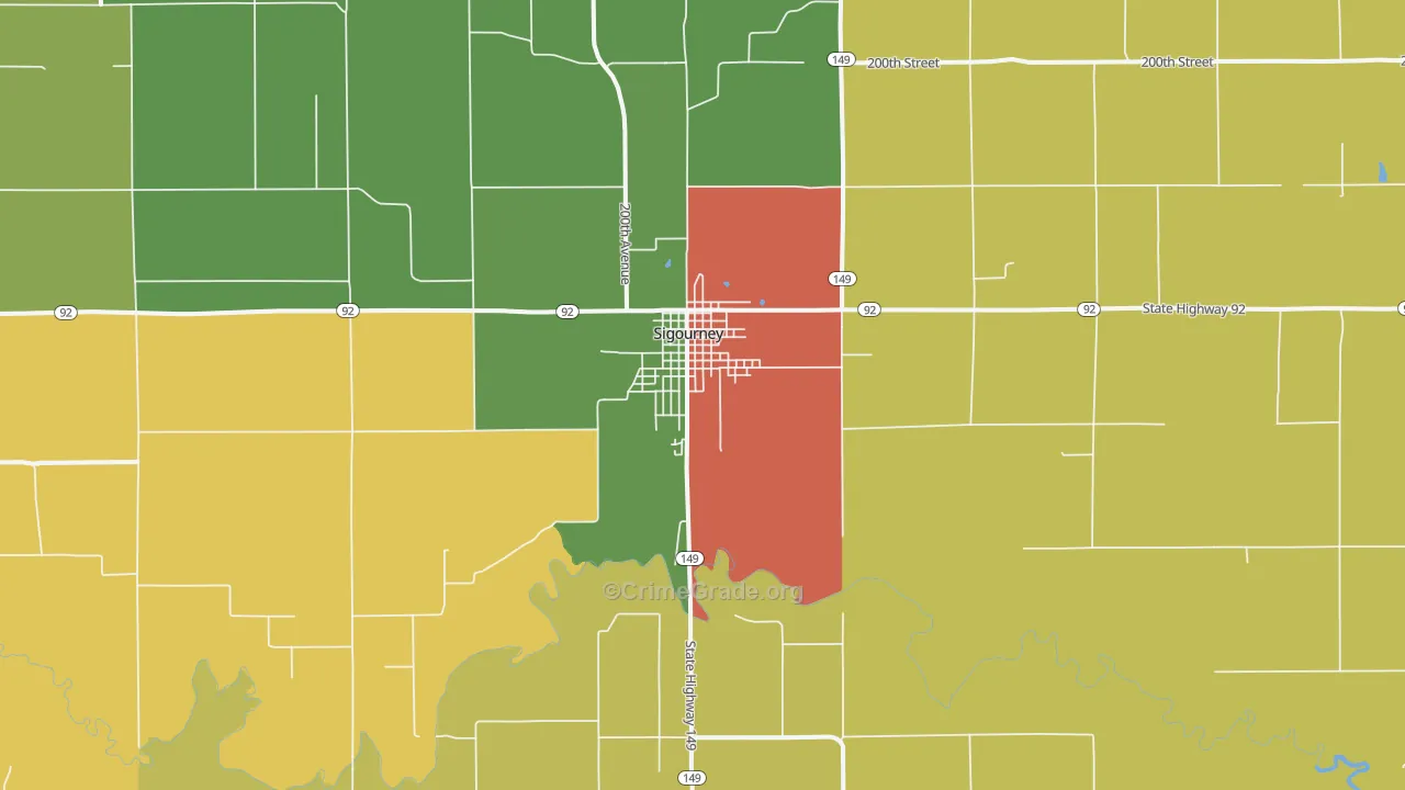 Sigourney, IA Map of Vandalism Rates