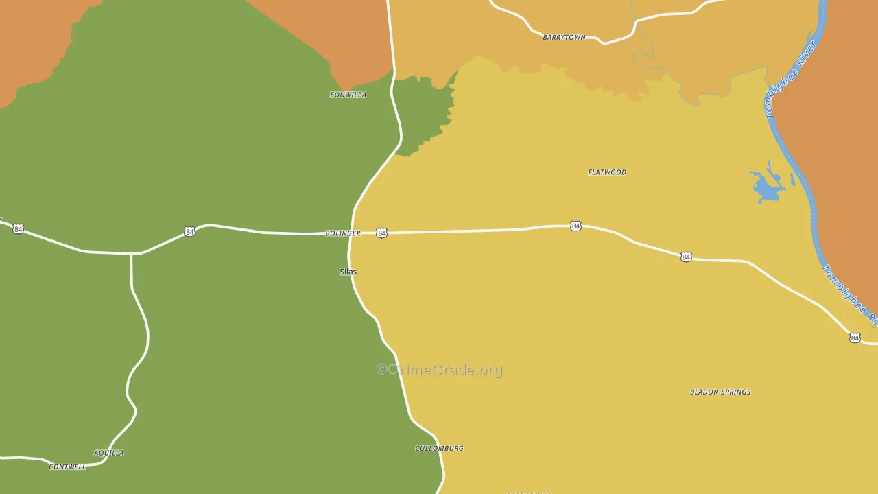 Silas, AL Map of Vandalism Rates