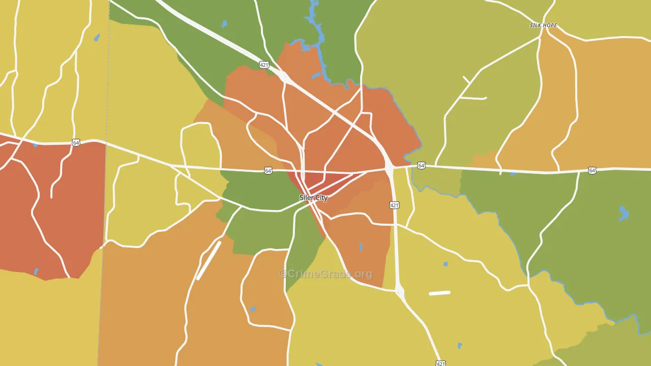 Siler City, NC Map of Vandalism Rates