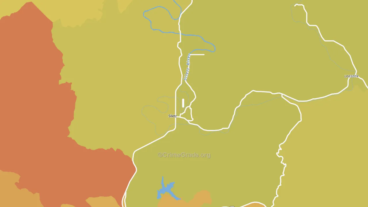 Siletz, OR Map of Vandalism Rates