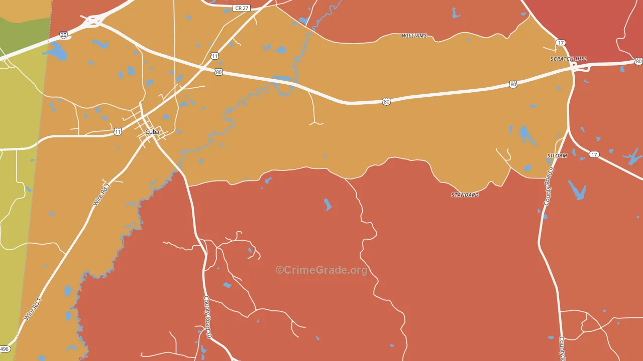 Siloam, AL Map of Vandalism Rates