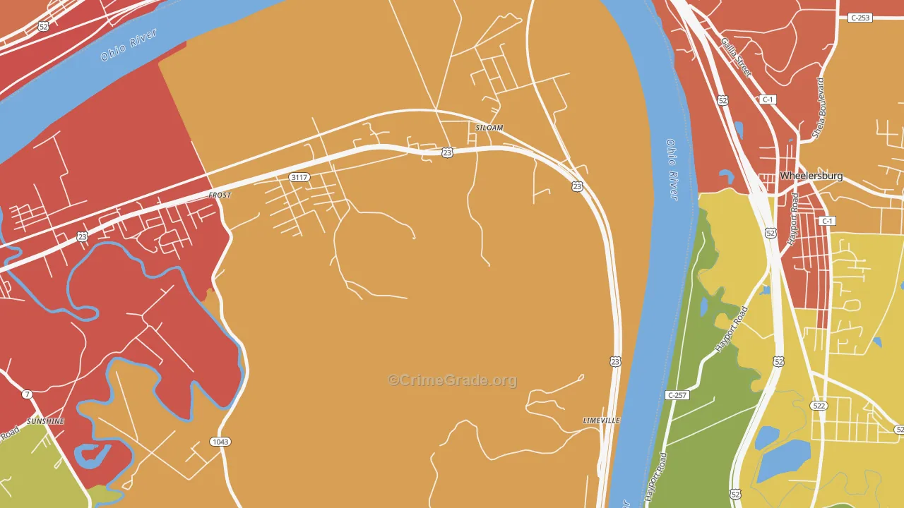 Siloam, KY Map of Vandalism Rates
