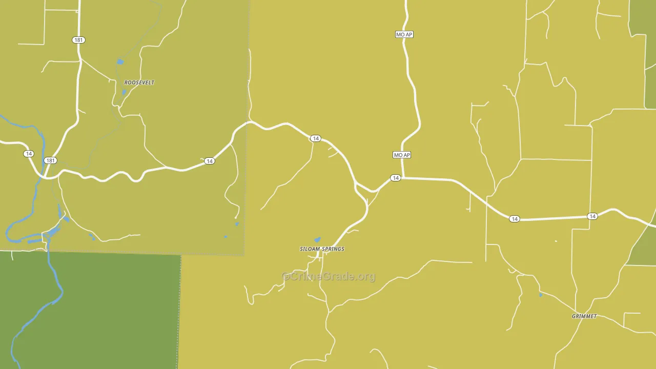 Siloam Springs, MO Map of Vandalism Rates