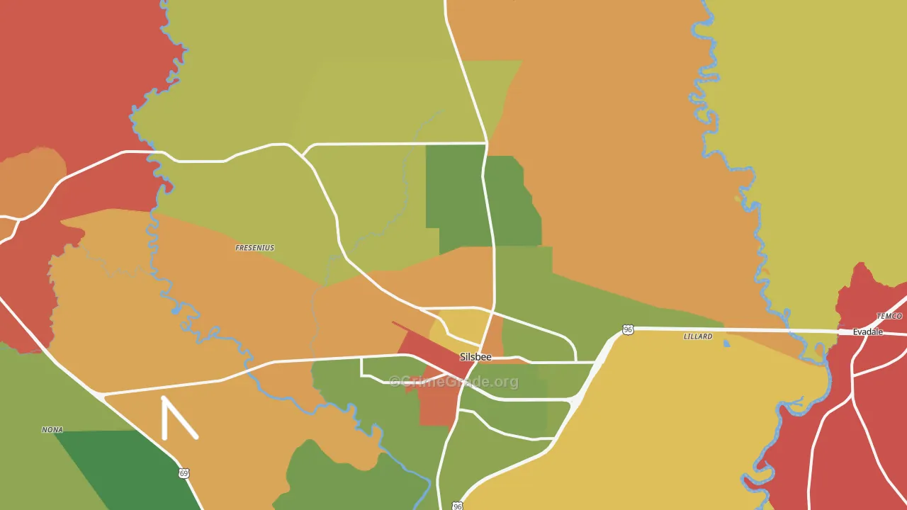 Silsbee, TX Map of Vandalism Rates