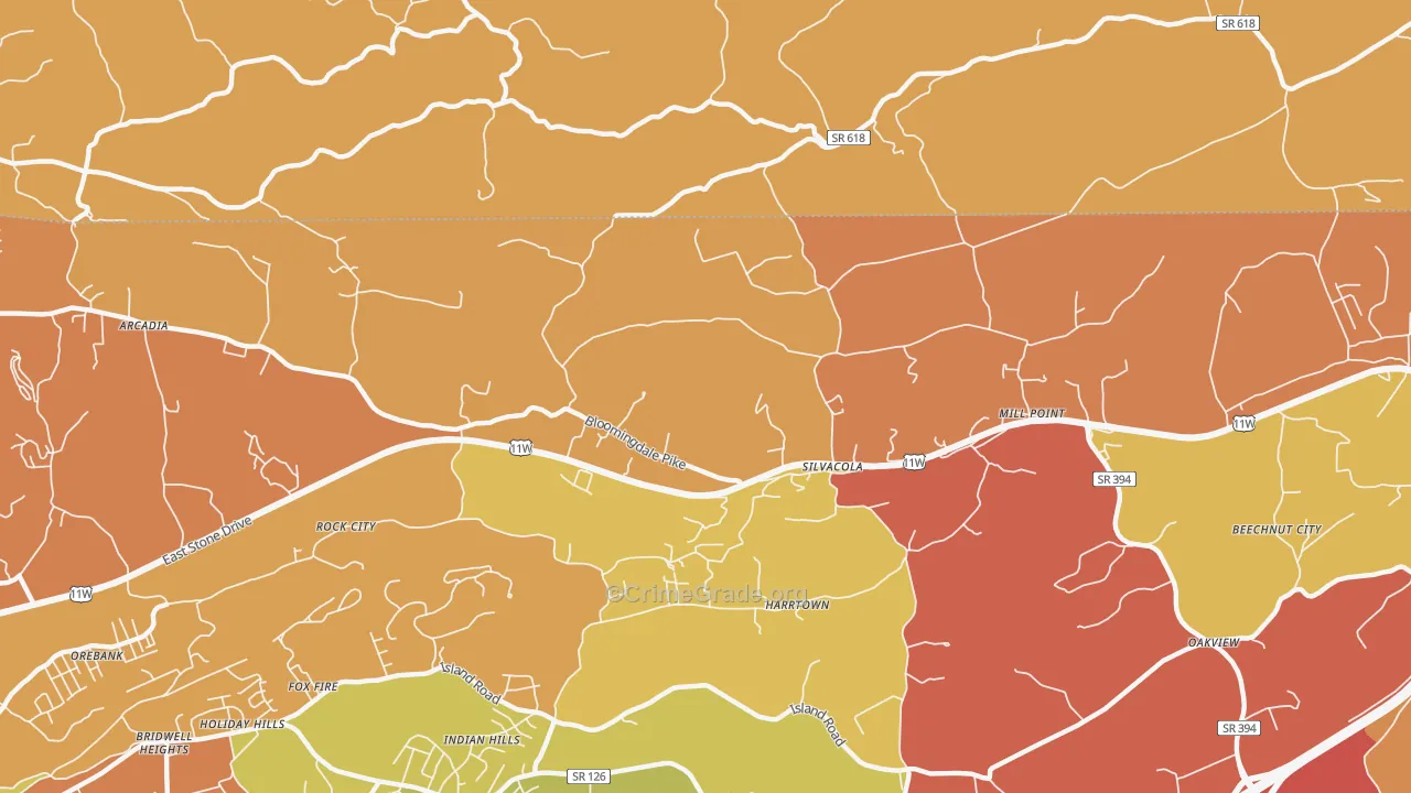 Silvacola, TN Map of Vandalism Rates